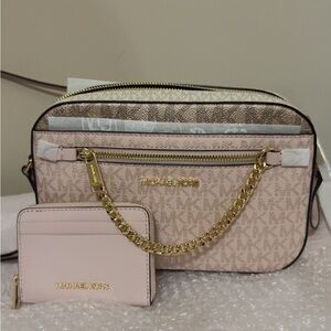 Michael Kors Beige and Gold Crossbody Bag
